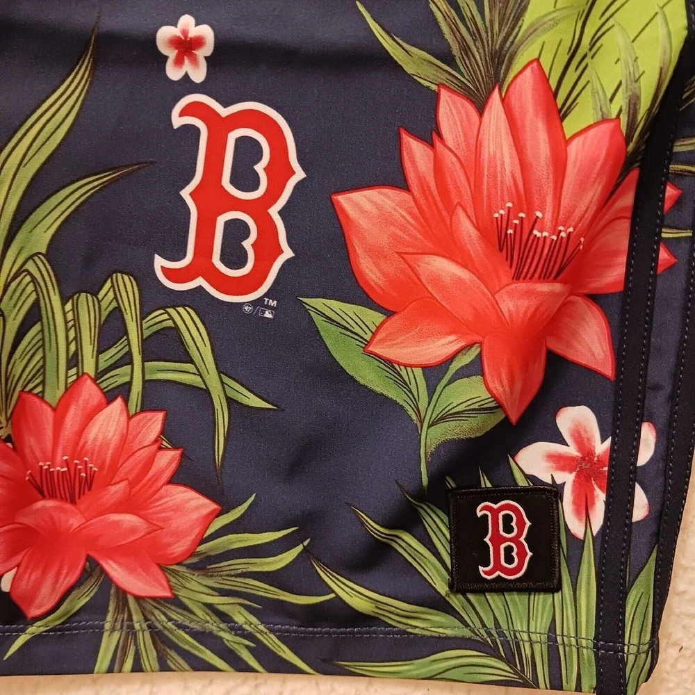 Hurley Swim Trunks MLB BOSTON‎ RED SOXS Mens Sz M 33W BLUE Tropical Board Shorts